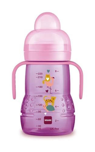 MAM Tasse Trainer, avec tétine en silicone Skinsoft anti-goutte, facile à attraper, 4 + mois, 220 ml, rose