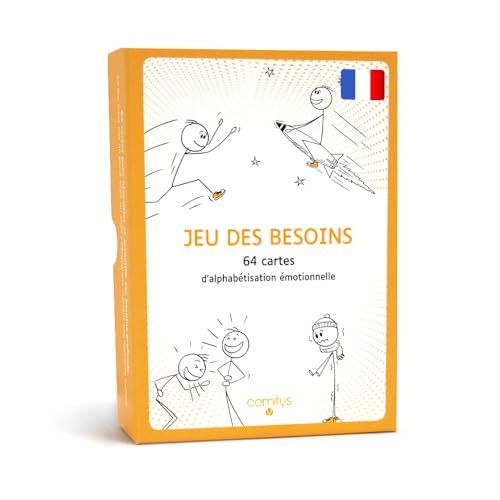 Comitys | Jeu des Besoins | Langue : Français | 64 Cartes d’Alphabétisation Émotionnelle | Outil Pédagogique | Communication Non-Violente | Coaching, Formations, Thérapie, Écoles