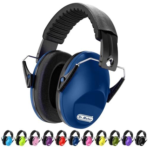 Dr.meter Casque Anti Bruit Enfant, Casque Anti Bruit Enfant Protection pour Enfants avec Cache-Oreilles pour Dormir étudier pour bébés Bandeau réglable pour Casque bleu marine