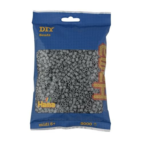 HAMA - sachet de perles à repasser | env. 3000 perles midi | loisirs créatifs et mosaïques pour enfants dès 5 ans | jeu créatif et décoration artisanale | grey