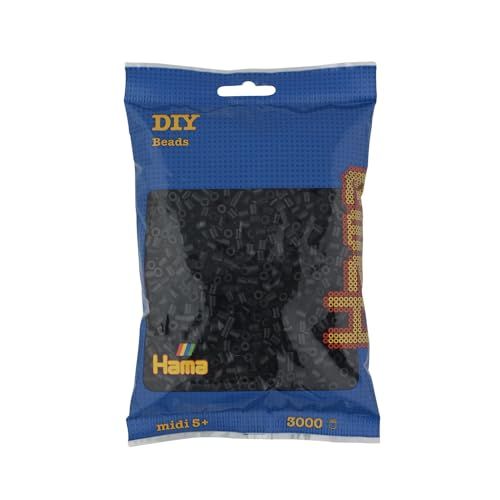 HAMA - sachet de perles à repasser | env. 3000 perles midi | loisirs créatifs et mosaïques pour enfants dès 5 ans | jeu créatif et décoration artisanale | black