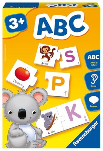 Ravensburger - Jeu Educatif - ABC - Découverte des Lettres - Apprentissage De L'alphabet - Développement De L'écriture Minuscule Et Majuscule - Dès 3 Ans - 24042