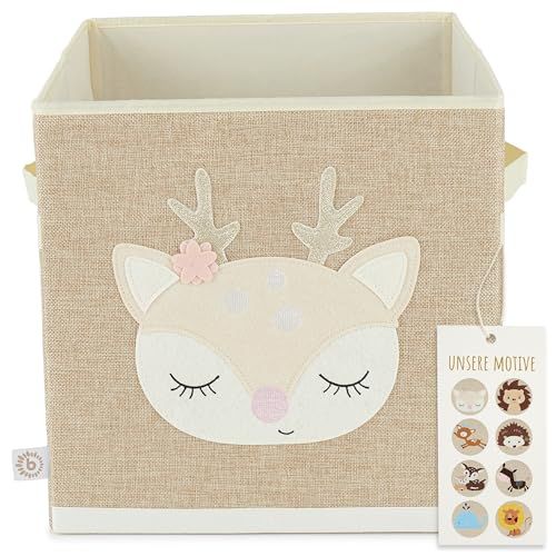 BIECO Boite de Rangement Enfant | Motif Biche Ella env. 36L Pliable | 33x33x33 | Coffre à Jouets pour Étagère Kallax Cube Rangement Meuble Rangement Jouet Enfant Coffre a Jouet Enfant Boîte à Jouet