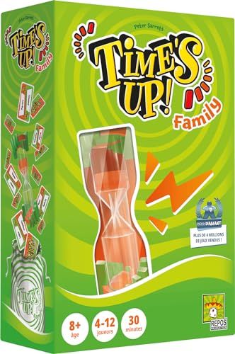 Asmodee - Time’S UP! Family avec Sablier Géant – Jeu de Société Famille pour Enfants dès 8 Ans - Jeu de Cartes Ambiance - Mimes & Devinettes – 4 à 12 Joueurs- 30 Min- en Français - Repos Production