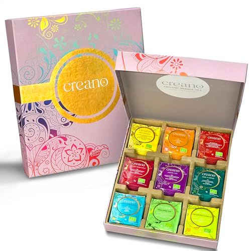 Creano – Coffret Infusions Bio 45 Sachets, 9 Variétés d’Herbes Différentes, 90g – Tisanes Mélangées pour Bien-être et Relaxation – Idée Cadeau Santé*